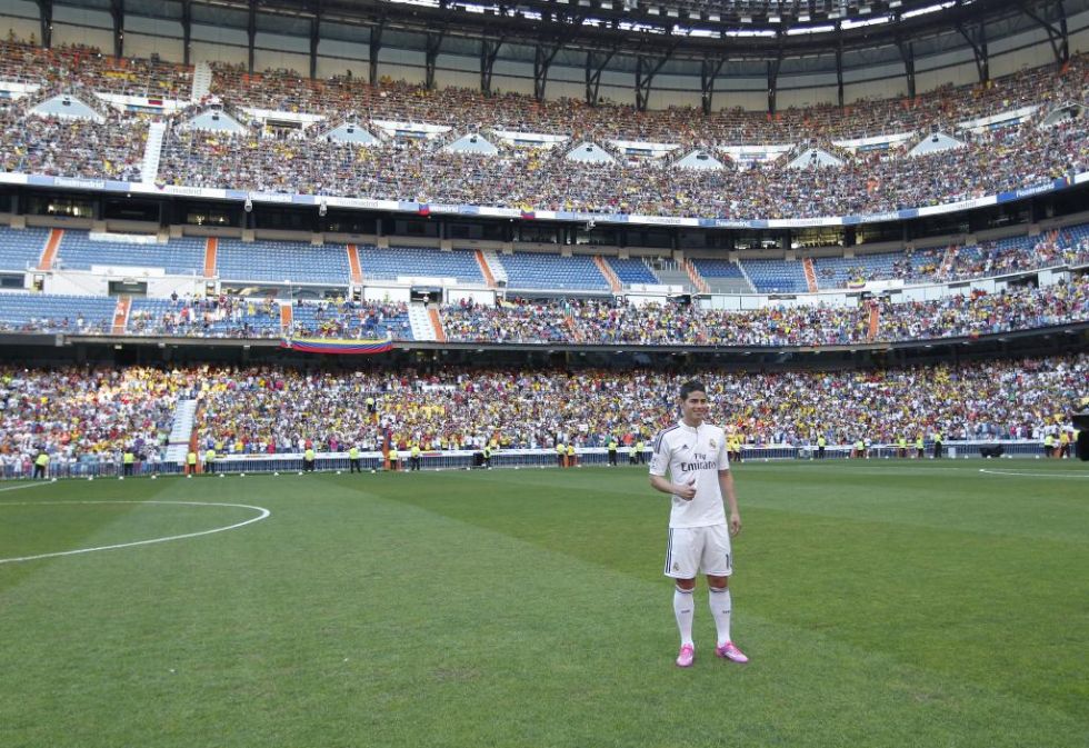 James Rodrguez, en su presentacin como nuevo jugador del Real Madrid.