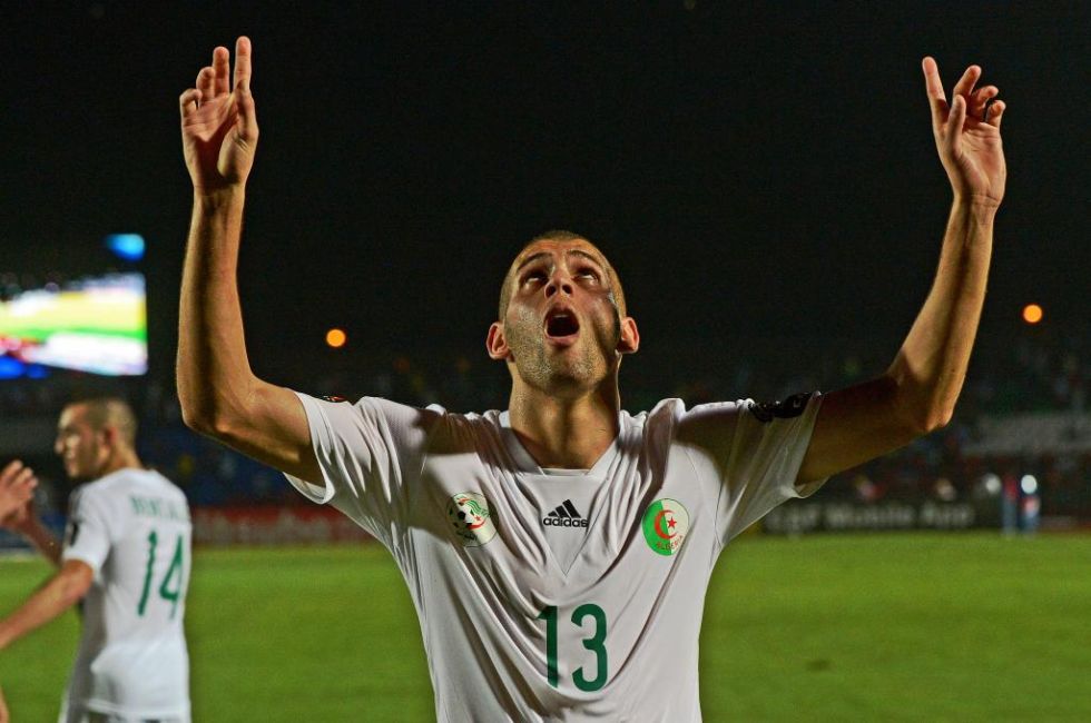 Slimani celebra su gol ante Sudfrica
