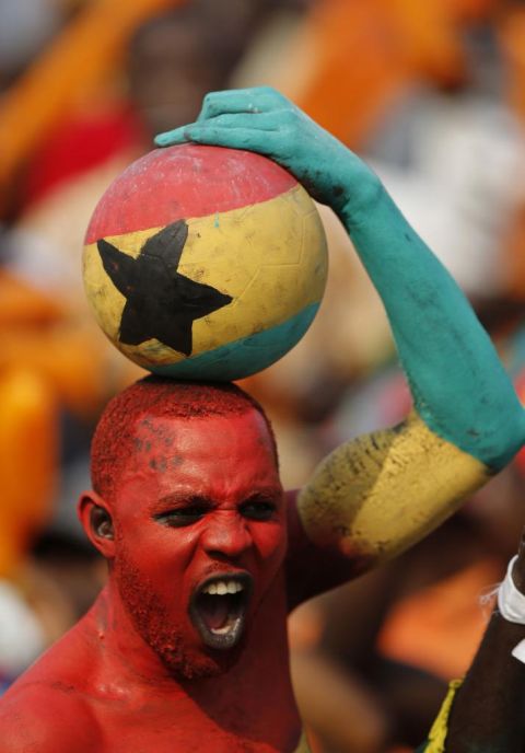 Un aficionado de Ghana, durante el partido en Mongomo.
