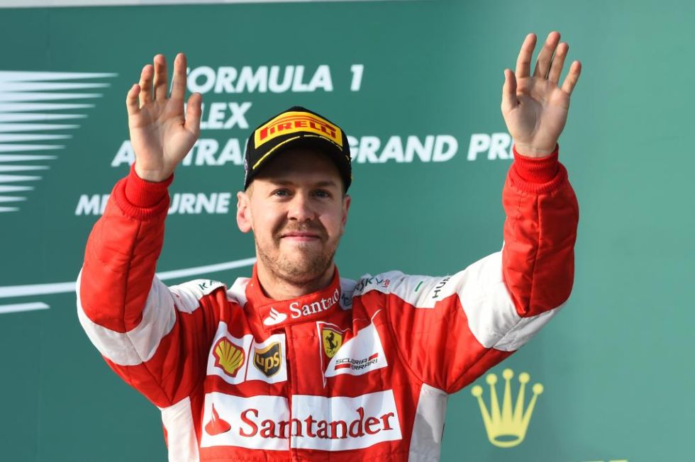 Sebastian Vettel en el podio.