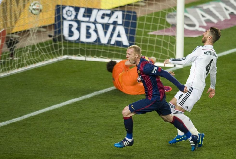 Mathieu marca ante el Real Madrid en el ltimo Clsico.
