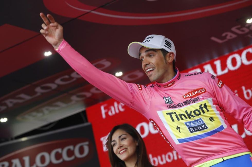 Alberto Contador se mostr, ya en la meta, mucho ms relajado al ver que su cuerpo haba respondido ver en el primer da de entidad de este Giro.