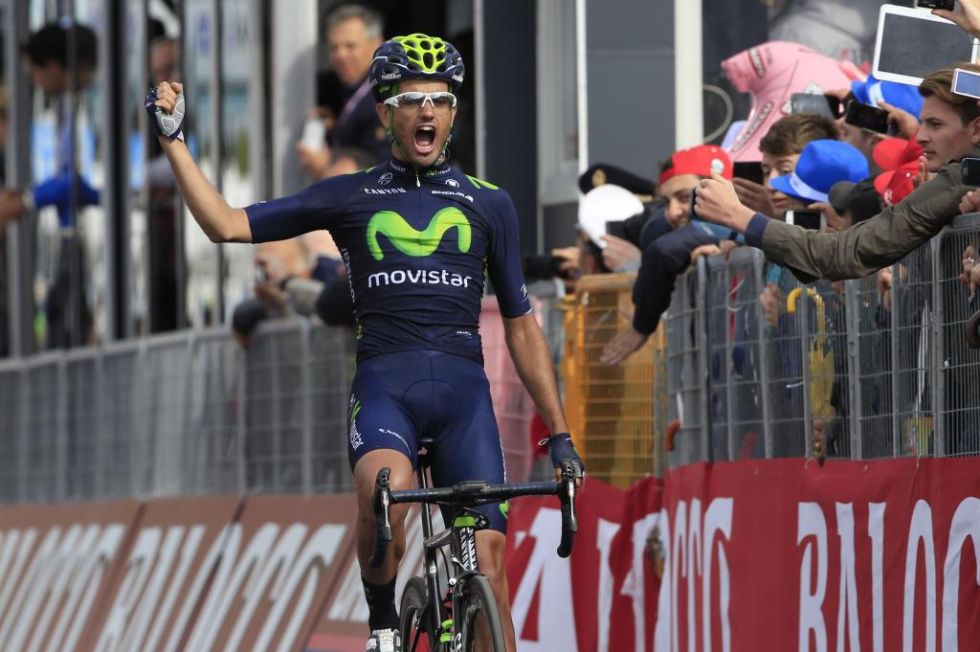 El ciclista vizcano del Movistar Team dio un recital en la subida a Campitello Matese sumando su segundo triunfo en un Giro tras el de 2013 y logrando la victoria nmero 22 de su equipo en lo que va de ao.