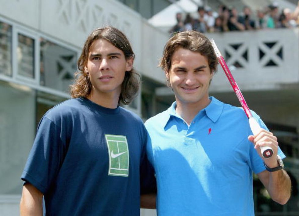 Nadal y Federer posan antes del partido