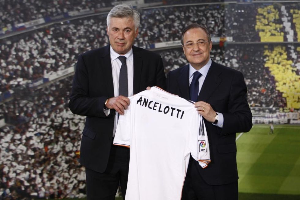 Florentino Prez presenta a Ancelotti como entrenador del Madrid