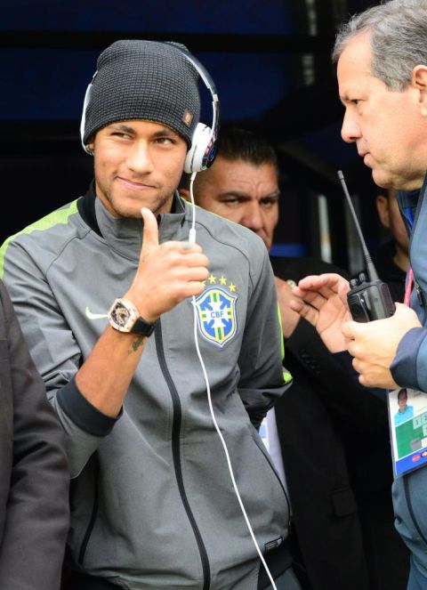 Neymar, antes del partido entre Brasil y Venezuela