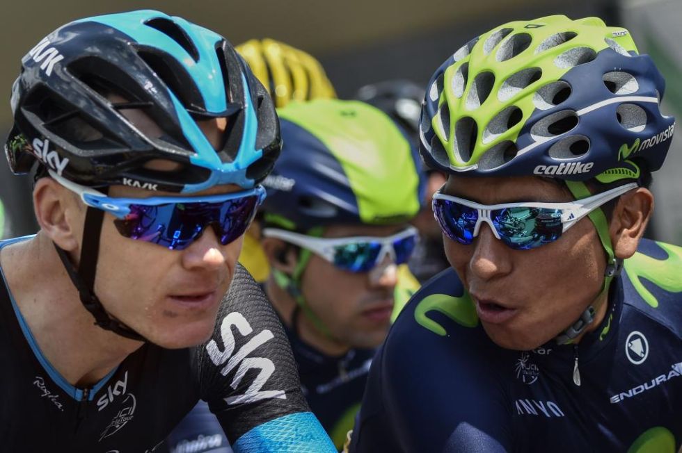 Nairo Quintana y Chris Froome intercambian opiniones durante la 3 Etapa del Tour de Francia