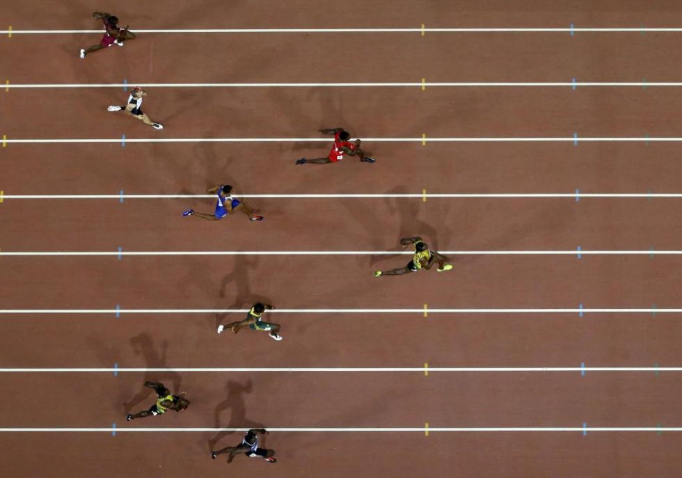 Vista rea de la final de los 200 metros libres del mundial de atletismo