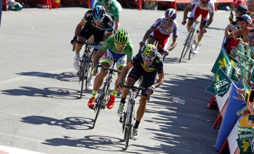 Alejandro Valverde tuvo su momento de gloria en Vejer, donde el murciano exhibió su clase batiendo a Sagan.