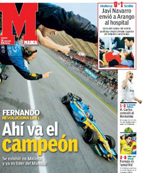 Fernando entra en la historia de nuestro deporte al ser el primer español que logra liderar un Mundial de Fórmula 1 tras ganar en Malasia.
