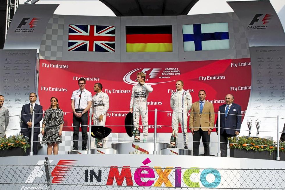 El podio del GP de México.