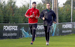 Nolito hace carrera continua en un entrenamiento del Celta de Vigo.