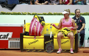 Tita Torr durante el descanso de un partido en el Mutua Madrid Open.