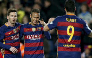 Messi, Neymar y Surez celebran un gol esta temporada