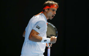 David Ferrer durante un partido en el Open de Australia.