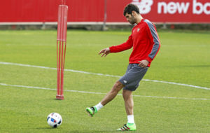Fazio, durante un entrenamiento reciente con el Sevilla.