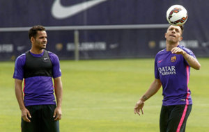 Adriano y Douglas, durante un entrenamiento.