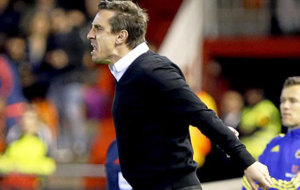 Neville, en un momento del Valencia-Espanyol