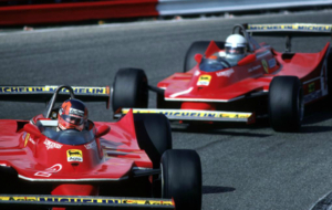 Gilles Villeneuve y Jody Scheckter en el Gran Premio de los Pases...