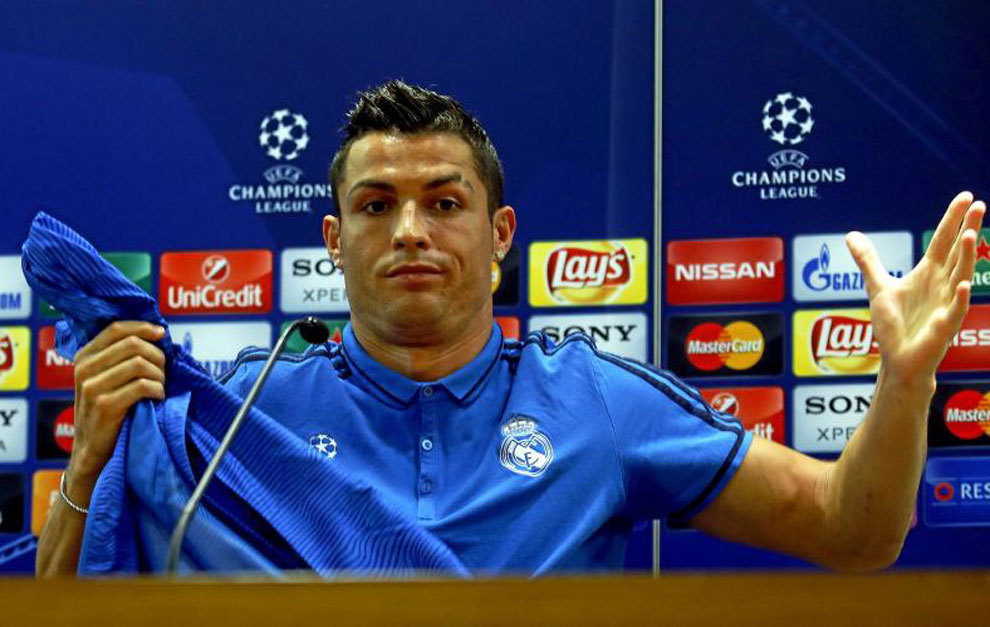 Cristiano Ronaldo, durante su comparecencia de prensa en Roma