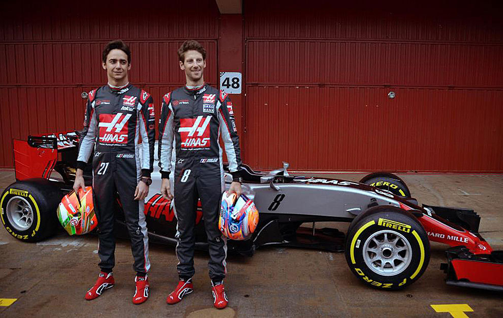 Esteban Gutirrez y Romain Grosjean, en la presentacin de Haas en...