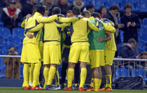 El Villarreal celebra el empate ante el Atltico de Madrid