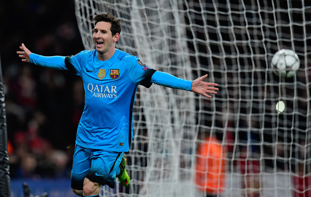 Messi celebra uno de sus dos goles.