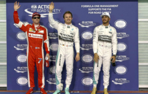 Raikkonen, Rosberg y Hamilton tras las calificaciones del GP de Abu...
