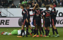 Los jugadores del Bayern celebran uno de sus goles.