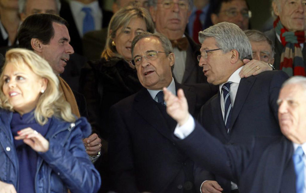 Florentino Prez, Cerezo and Aznar in the Santiago Bernabu Stadium