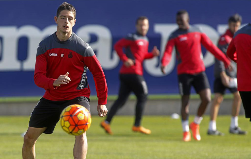 Dalmau en un entrenamiento con el Espanyol.