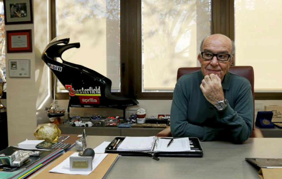 Carmelo Ezpeleta, CEO de Dorna, en su despacho de Madrid.