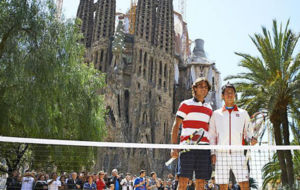 Rafael Nadal y Kei Nishikori, delante de la Sagrada Familia