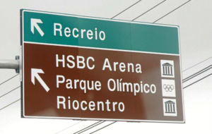Cartel indicador del recinto olmpico en Ro de Janeiro.