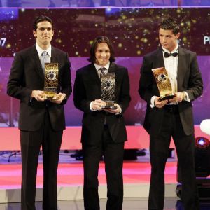 Kak, Messi y Cristiano, en la gala FIFA WORLD PLAYER 2007