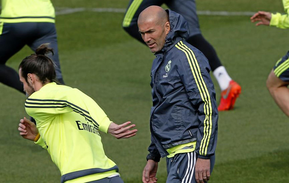 Zidane y Bale, en un entrenamiento del Real Madrid.