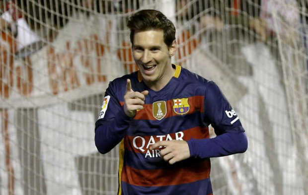 Messi celebra un gol en Vallecas
