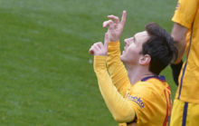 Leo Messi celebra el gol marcado al Eibar.