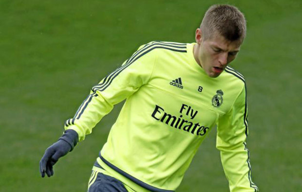 Kroos, en un entrenamiento con el Real Madrid.