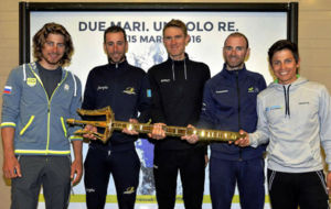 Sagan, Nibali, Van Garderen, Valverde y Chaves, en la presentacin de...