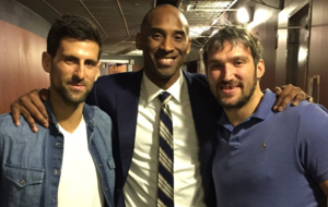 Novak Djokovic, Kobe Bryant y Alex Ovechkin en el Lakers vs. Magic