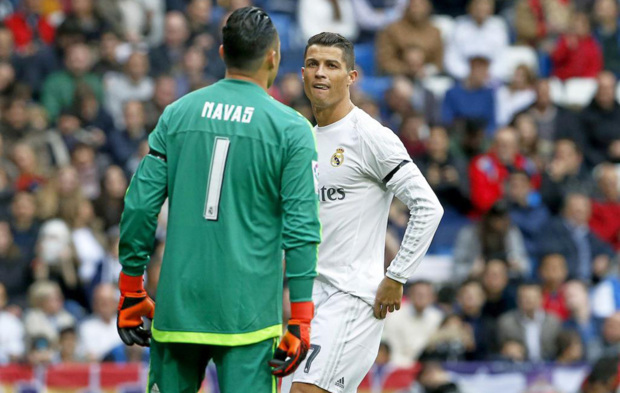 Keylor y Cristiano durante un partido del Madrid esta temporada.