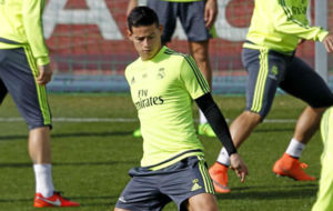 James en el entrenamiento previo al partido ante Las Palmas.