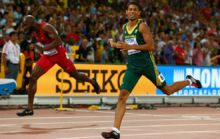 Van Niekerk en la prueba de 400 metros en los Mundiales de Pekn.