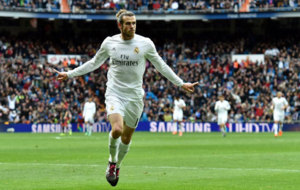 Bale celebra el gol que le meti al Celta el da de su regreso