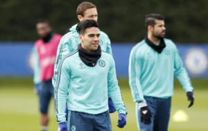 Falcao, en un entrenamiento con el Chelsea.