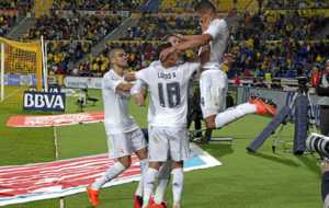 Celebracin del gol de Casemiro que dio la victoria al Real Madrid.