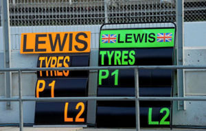 Los dos carteles con los que prob Lewis Hamilton en los test de...