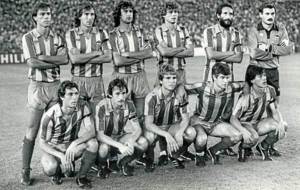Once inicial del Valencia en 1983 en el Santiago Bernabu, con Csar...