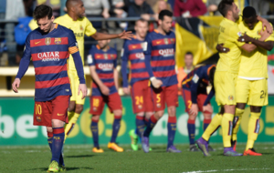 Messi cabizbajo tras el gol del empate del Villarreal.